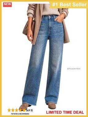 High Waisted Stretchy Straight Leg Jeans Tummy Control Pants